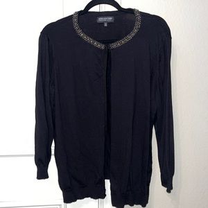 Jones New York Black Cardigan with Metal Stud Collar | Women’s 3X